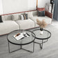 Tempered Glass Round Top 2 Nesting Table Metal Frame Base Cocktail Table