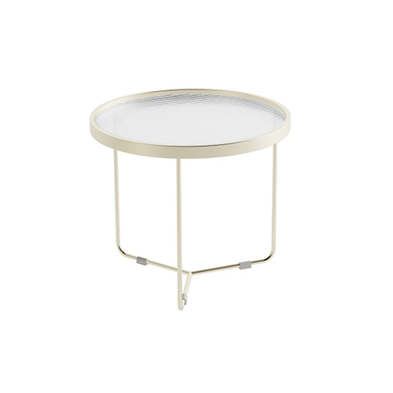 Tempered Glass Round Top 2 Nesting Table Metal Frame Base Cocktail Table