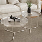 Tempered Glass Round Top 2 Nesting Table Metal Frame Base Cocktail Table