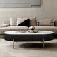 Modern Style Round White Black Metal Four-legged Coffee Table 47"L x 24"W x 18"H Clearhalo 'Coffee & Accent Tables' 'Coffee Tables' 'coffee_tables' 'furn' 'furn_coffee_tables' 'Furniture' 'Living Room Furniture' 5179329