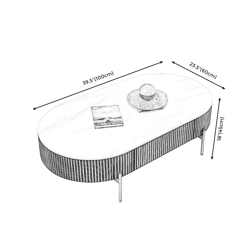 Modern Style Round White Black Metal Four-legged Coffee Table Clearhalo 'Coffee & Accent Tables' 'Coffee Tables' 'coffee_tables' 'furn' 'furn_coffee_tables' 'Furniture' 'Living Room Furniture' 5179341