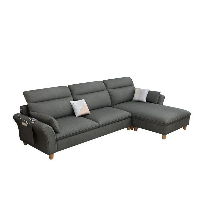 Flared Arms Sofa with Ottoman Included and Storage for 3 People