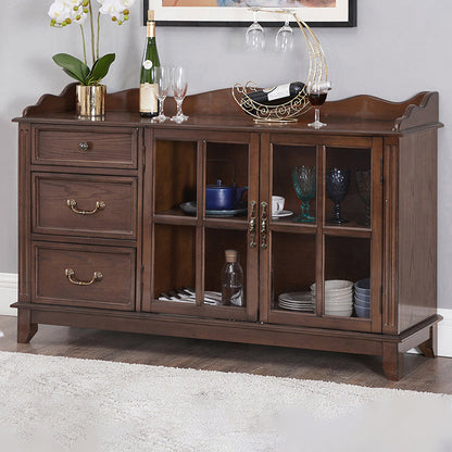 Moderno server da pranzo in legno di gomma a 3 traditi da 3-catrawer un server di cucina porta vetri