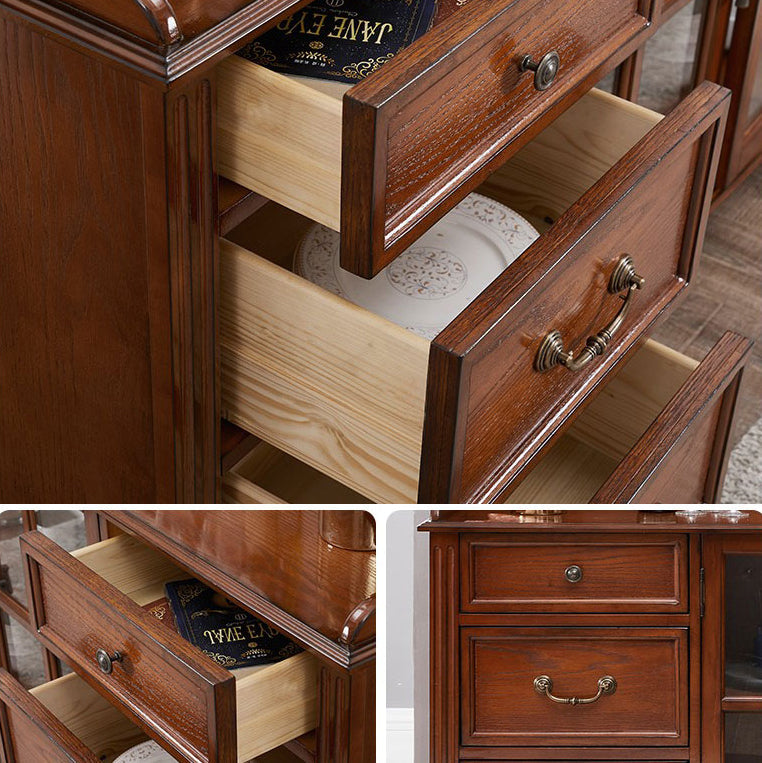 Moderno server da pranzo in legno di gomma a 3 traditi da 3-catrawer un server di cucina porta vetri