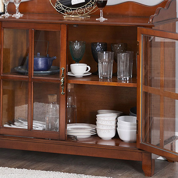 Moderno server da pranzo in legno di gomma a 3 traditi da 3-catrawer un server di cucina porta vetri