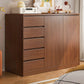Artificial Wood Sideboard Modern Dining Sideboard with Drawers and Storage 47"L x 16"W x 43"H Walnut Clearhalo 'buffet_sideboard' 'Buffets & Sideboards' 'furn' 'furn_buffet_sideboard' 'Furniture' 'Kitchen & Dining Furniture' 5179620