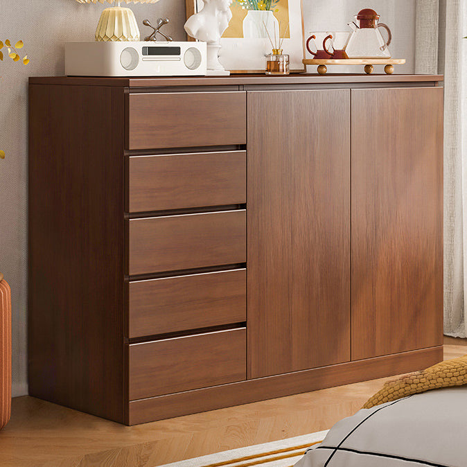 Artificial Wood Sideboard Modern Dining Sideboard with Drawers and Storage 47"L x 16"W x 43"H Walnut Clearhalo 'buffet_sideboard' 'Buffets & Sideboards' 'furn' 'furn_buffet_sideboard' 'Furniture' 'Kitchen & Dining Furniture' 5179620