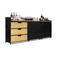 Modern Iron and Wood Sideboard 35"H Dining Room 3 Drawer Server with Sliding Door Black Clearhalo 'buffet_sideboard' 'Buffets & Sideboards' 'furn' 'furn_buffet_sideboard' 'Furniture' 'Kitchen & Dining Furniture' 5179694