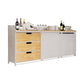 Modern Iron and Wood Sideboard 35"H Dining Room 3 Drawer Server with Sliding Door White Clearhalo 'buffet_sideboard' 'Buffets & Sideboards' 'furn' 'furn_buffet_sideboard' 'Furniture' 'Kitchen & Dining Furniture' 5179696