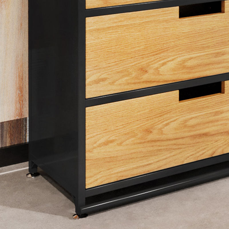 Modern Iron and Wood Sideboard 35"H Dining Room 3 Drawer Server with Sliding Door Clearhalo 'buffet_sideboard' 'Buffets & Sideboards' 'furn' 'furn_buffet_sideboard' 'Furniture' 'Kitchen & Dining Furniture' 5179699