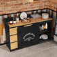 Modern Iron and Wood Sideboard 35"H Dining Room 3 Drawer Server with Sliding Door Clearhalo 'buffet_sideboard' 'Buffets & Sideboards' 'furn' 'furn_buffet_sideboard' 'Furniture' 'Kitchen & Dining Furniture' 5179708