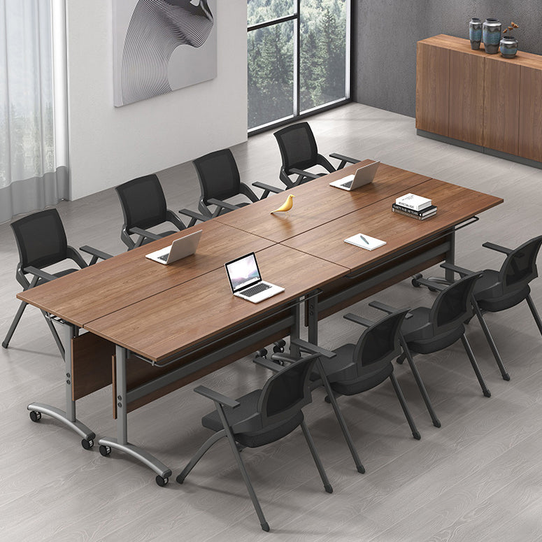 Bureau d'écriture rectangulaire pliant Modern Manufactured Wood Top Bureau avec roues lance-roues