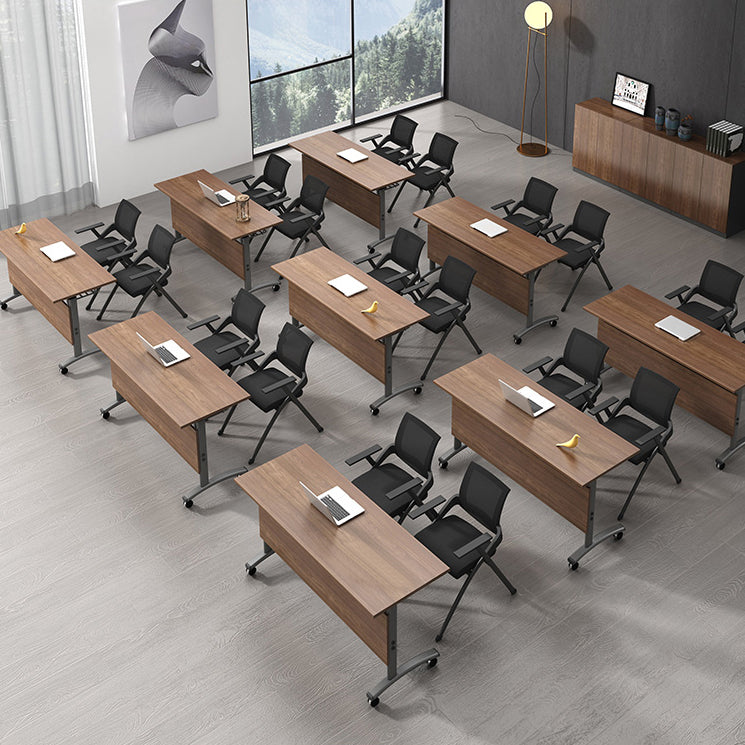 Bureau d'écriture rectangulaire pliant Modern Manufactured Wood Top Bureau avec roues lance-roues