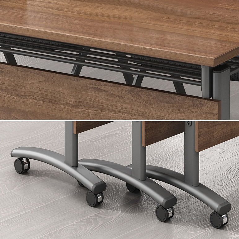 Bureau d'écriture rectangulaire pliant Modern Manufactured Wood Top Bureau avec roues lance-roues