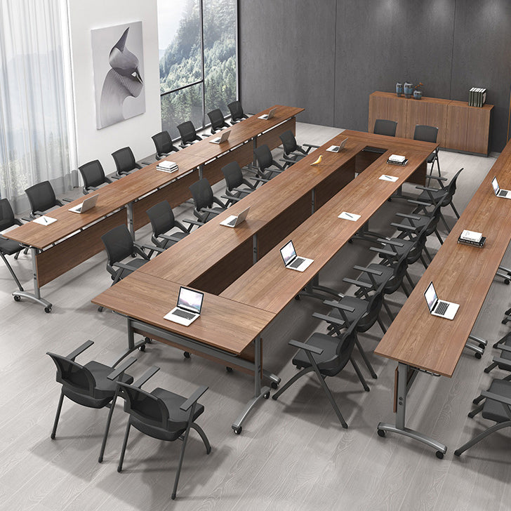 Bureau d'écriture rectangulaire pliant Modern Manufactured Wood Top Bureau avec roues lance-roues