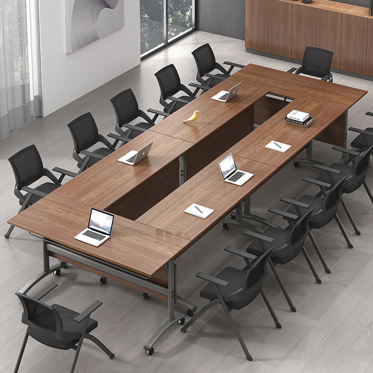 Bureau d'écriture rectangulaire pliant Modern Manufactured Wood Top Bureau avec roues lance-roues