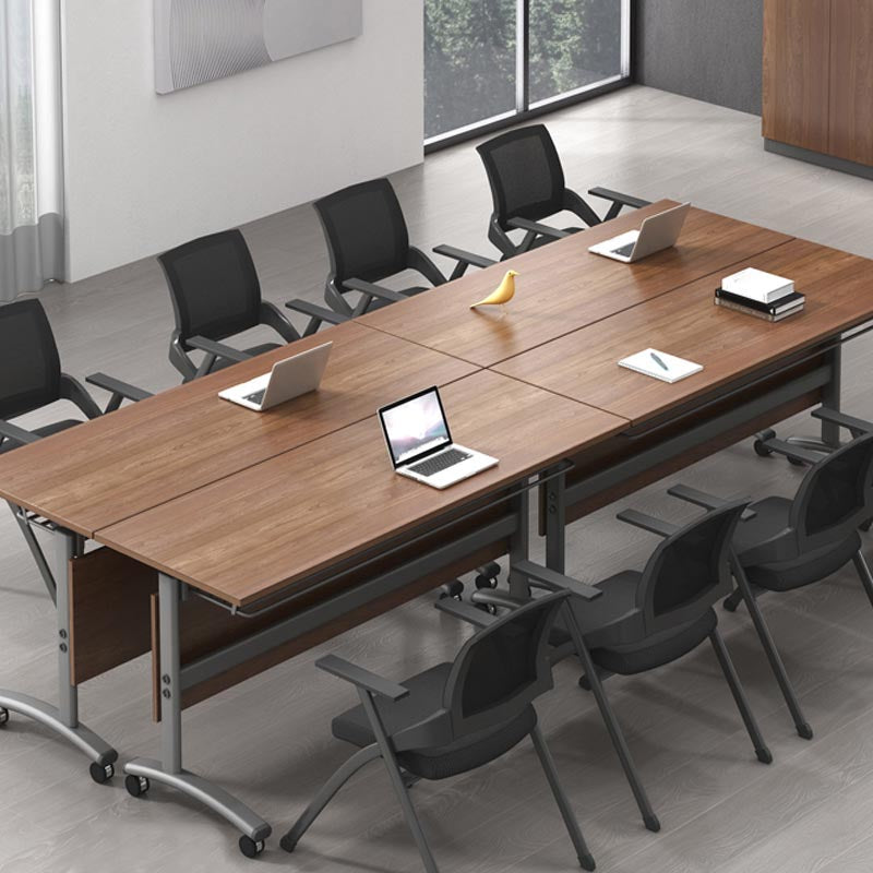 Modern Wooden Office Desk with Caster Wheels Rectangular Writing Desk for Home Clearhalo 'furn' 'furn_office_desk' 'Furniture' 'Office Desks' 'Office Furniture' 'office_desk' 5179829