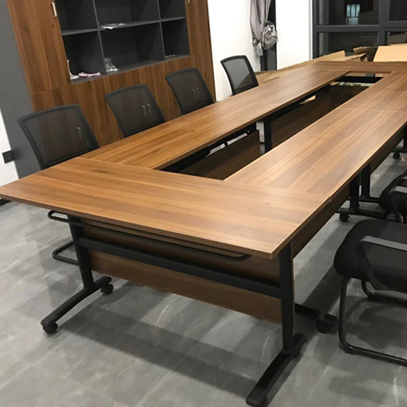 Modern Wooden Office Desk with Caster Wheels Rectangular Writing Desk for Home Clearhalo 'furn' 'furn_office_desk' 'Furniture' 'Office Desks' 'Office Furniture' 'office_desk' 5179840