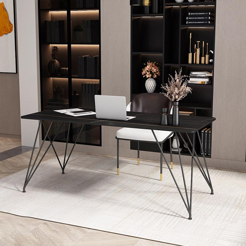 Escritorio de escritura rectangular moderno escritorio de oficina de piedra sinterizada