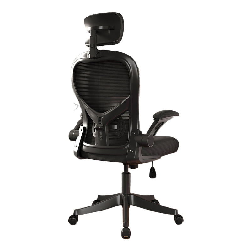 Modern Mesh Office Chair Ergonomic Padded Arms Chair with Wheels Black With Headrest Clearhalo 'furn' 'furn_office_chair' 'Furniture' 'Office Chairs' 'Office Furniture' 'office_chair' 5179942