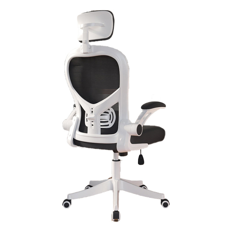 Modern Mesh Office Chair Ergonomic Padded Arms Chair with Wheels Black White With Headrest Clearhalo 'furn' 'furn_office_chair' 'Furniture' 'Office Chairs' 'Office Furniture' 'office_chair' 5179949