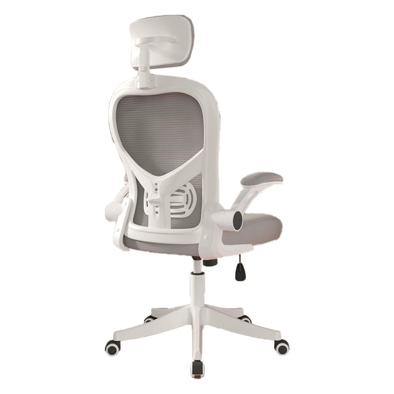 Modern Mesh Office Chair Ergonomic Padded Arms Chair with Wheels White-Gray With Headrest Clearhalo 'furn' 'furn_office_chair' 'Furniture' 'Office Chairs' 'Office Furniture' 'office_chair' 5179953