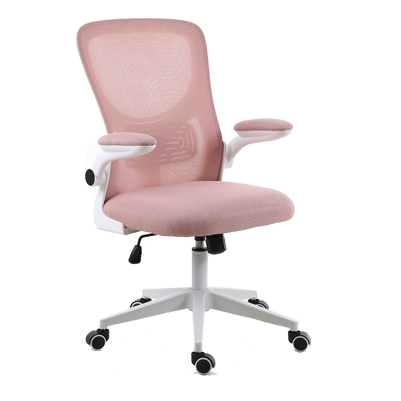Modern Mesh Office Chair Ergonomic Padded Arms Chair with Wheels White-Pink Without Headrest Clearhalo 'furn' 'furn_office_chair' 'Furniture' 'Office Chairs' 'Office Furniture' 'office_chair' 5179954