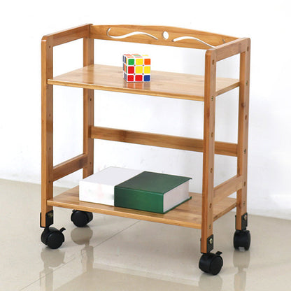 Natural Urban Etagere Bookshelf Manufactured Wood Bookcase with Caster Wheels