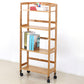 Natural Urban Etagere Bookshelf Manufactured Wood Bookcase with Caster Wheels