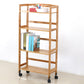 Natural Urban Etagere Bookshelf Manufactured Wood Bookcase with Caster Wheels