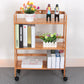 Natural Urban Etagere Bookshelf Manufactured Wood Bookcase with Caster Wheels
