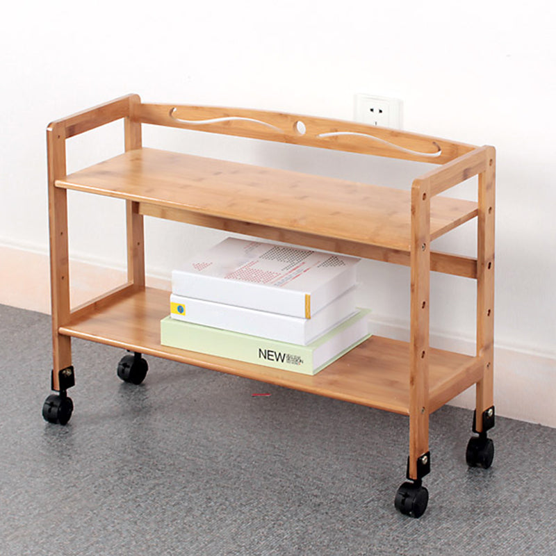 Natural Urban Etagere Bookshelf Manufactured Wood Bookcase with Caster Wheels