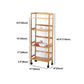 Natural Urban Etagere Bookshelf Manufactured Wood Bookcase with Caster Wheels