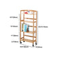 Natural Urban Etagere Bookshelf Manufactured Wood Bookcase with Caster Wheels