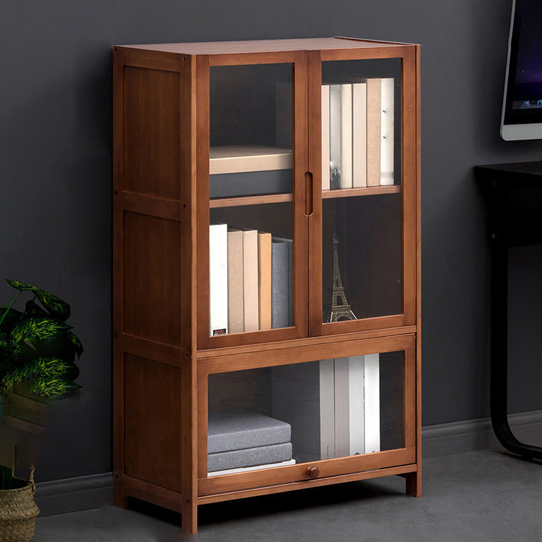 Contemporary Style Wood Bookcase Closed Back Bookshelf with Door for Home