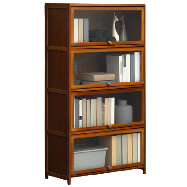 Contemporary Style Wood Bookcase Closed Back Bookshelf with Door for Home