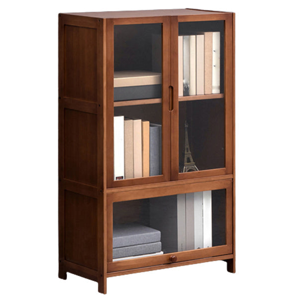 Contemporary Style Wood Bookcase Closed Back Bookshelf with Door for Home