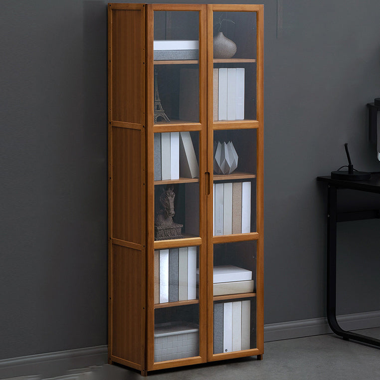 Contemporary Style Wood Bookcase Closed Back Bookshelf with Door for Home