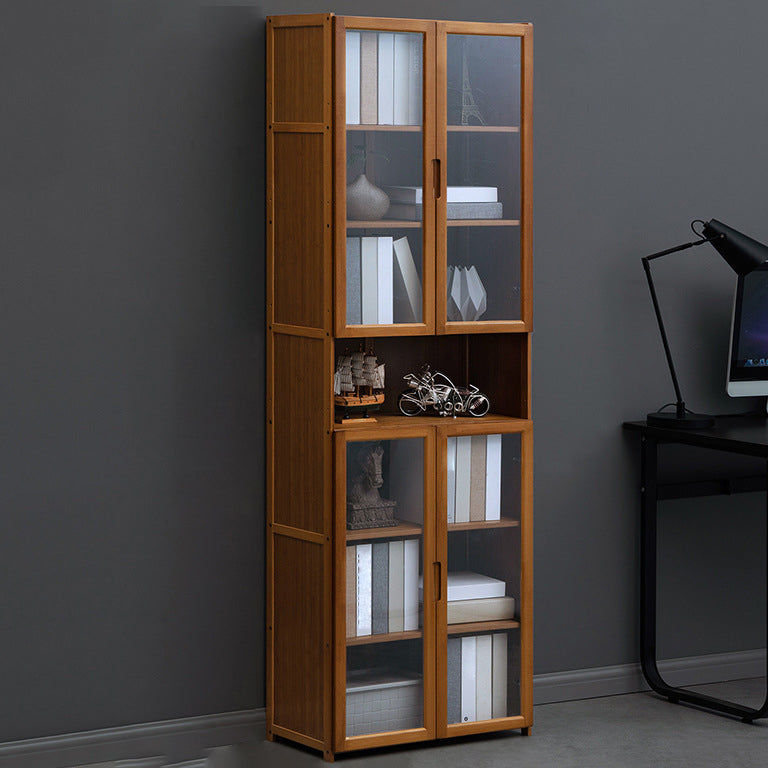 Contemporary Style Wood Bookcase Closed Back Bookshelf with Door for Home