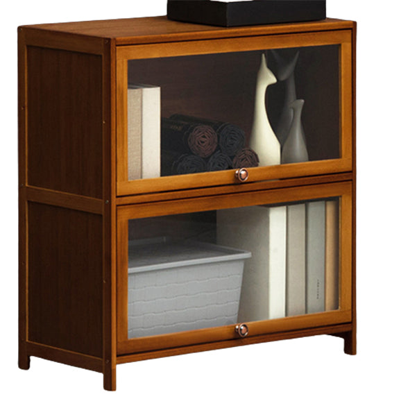 Contemporary Style Wood Bookcase Closed Back Bookshelf with Door for Home