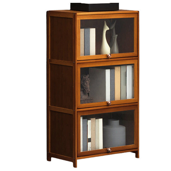 Contemporary Style Wood Bookcase Closed Back Bookshelf with Door for Home