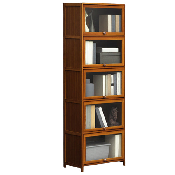 Contemporary Style Wood Bookcase Closed Back Bookshelf with Door for Home