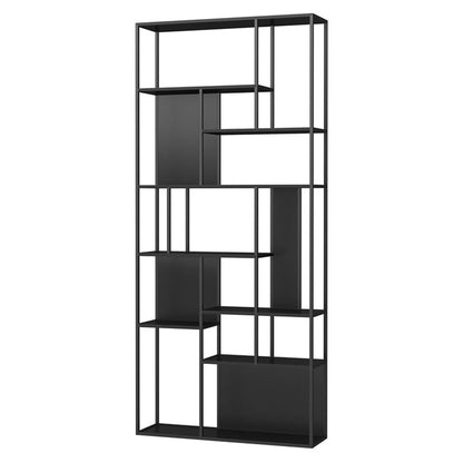 Home Office Etagere Bookcase Modern Metal Bookshelf with Rectangle Shelves