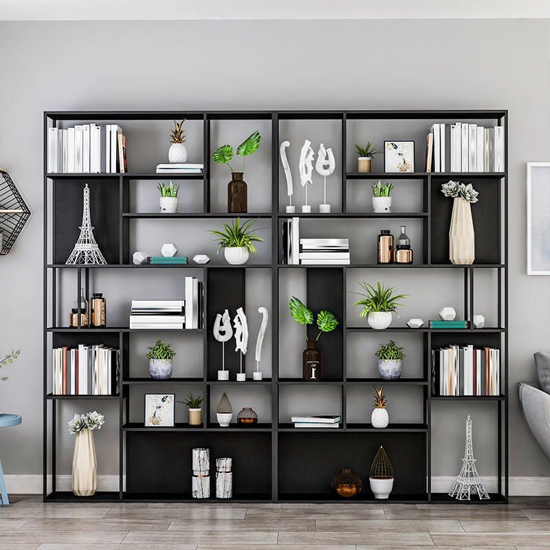Home Office Etagere Bookcase Modern Metal Bookshelf with Rectangle Shelves