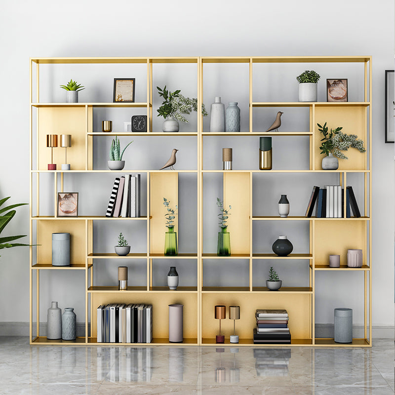 Home Office Etagere Bookcase Modern Metal Bookshelf with Rectangle Shelves