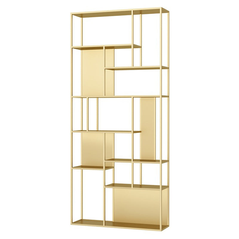 Home Office Etagere Bookcase Modern Metal Bookshelf with Rectangle Shelves