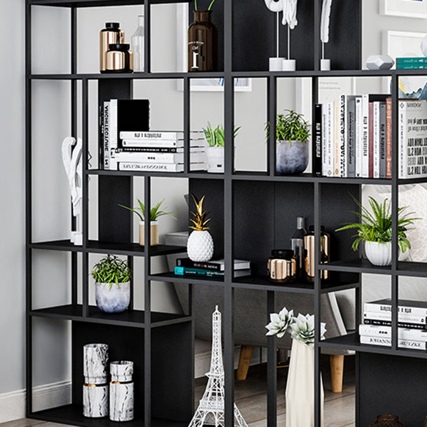 Home Office Etagere Bookcase Modern Metal Bookshelf with Rectangle Shelves