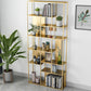 Home Office Etagere Bookcase Modern Metal Bookshelf with Rectangle Shelves