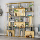 Home Office Etagere Bookcase Modern Metal Bookshelf with Rectangle Shelves