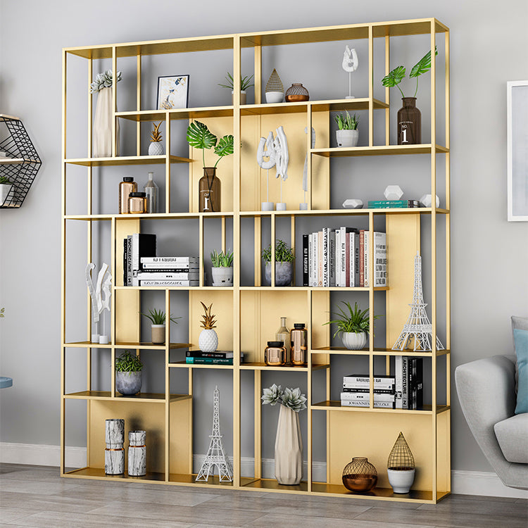 Home Office Etagere Bookcase Modern Metal Bookshelf with Rectangle Shelves